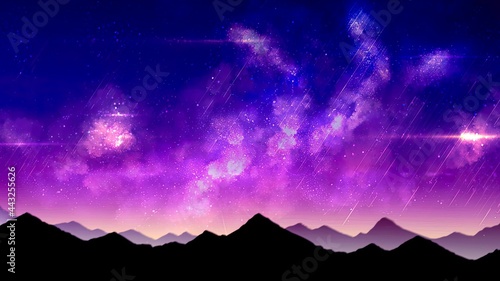 Purple Meteor Shower Silhouette