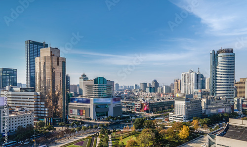 Aerial photography of Ningbo city architecture landscape skyline