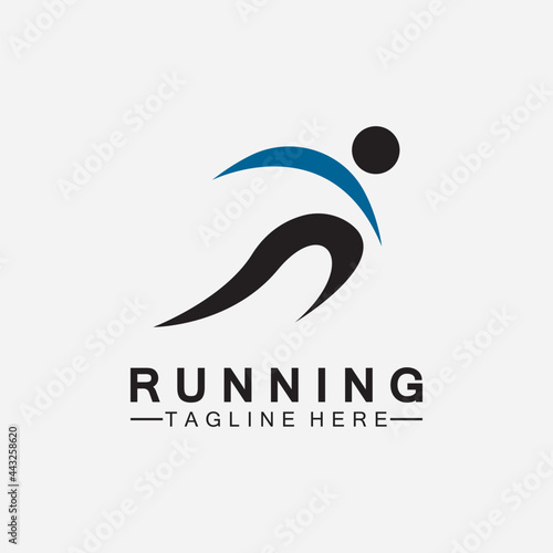 Running people logo symbol vector illustration design.Healthy running marathon athletes sprinting vector logo