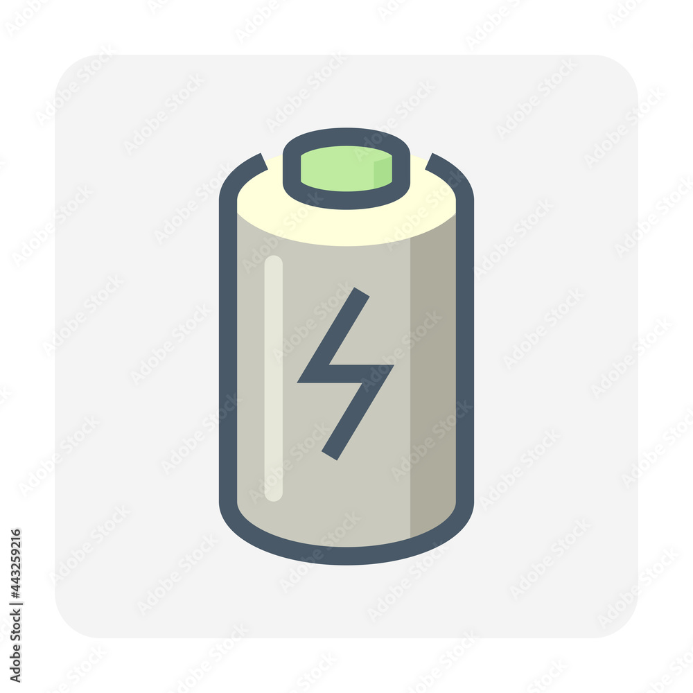 Cell of rechargeable battery vector icon. That lithium-ion component for production in pack, module of battery for charge, recharge, storage and power to motor of electric, hybrid vehicle. 48x48 pixel Cell of rechargeable battery vector icon. That lithium-ion component for production in pack, module of battery for charge, recharge, storage and power to motor of electric, hybrid vehicle. 48x48 pixel