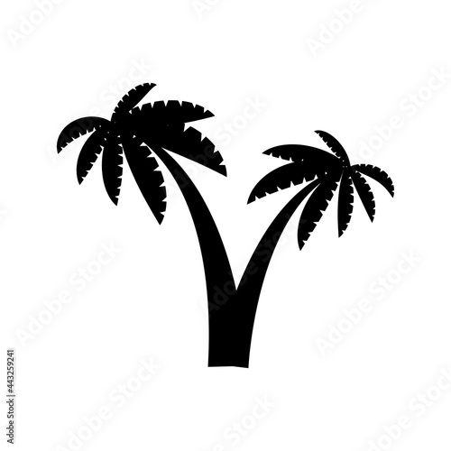 palm tropical tree set icons black silhouette illustration isolated on white