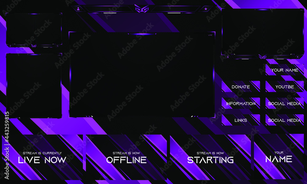 Twitch Overlay Live Stream template set Stock Vector | Adobe Stock