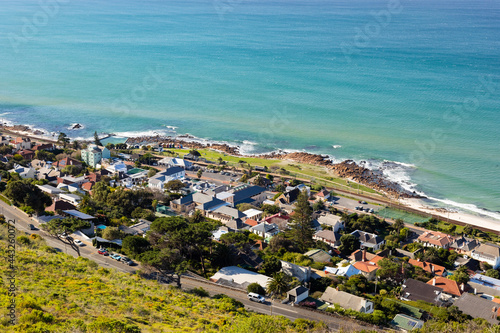 Elevated view of St James coastal town in False Bay, Cape Town © Sunshine Seeds