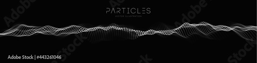 Audio waves with music waves. Music particle abstract tech background. Vector sound wave technology equalizer for music, EPS 10.