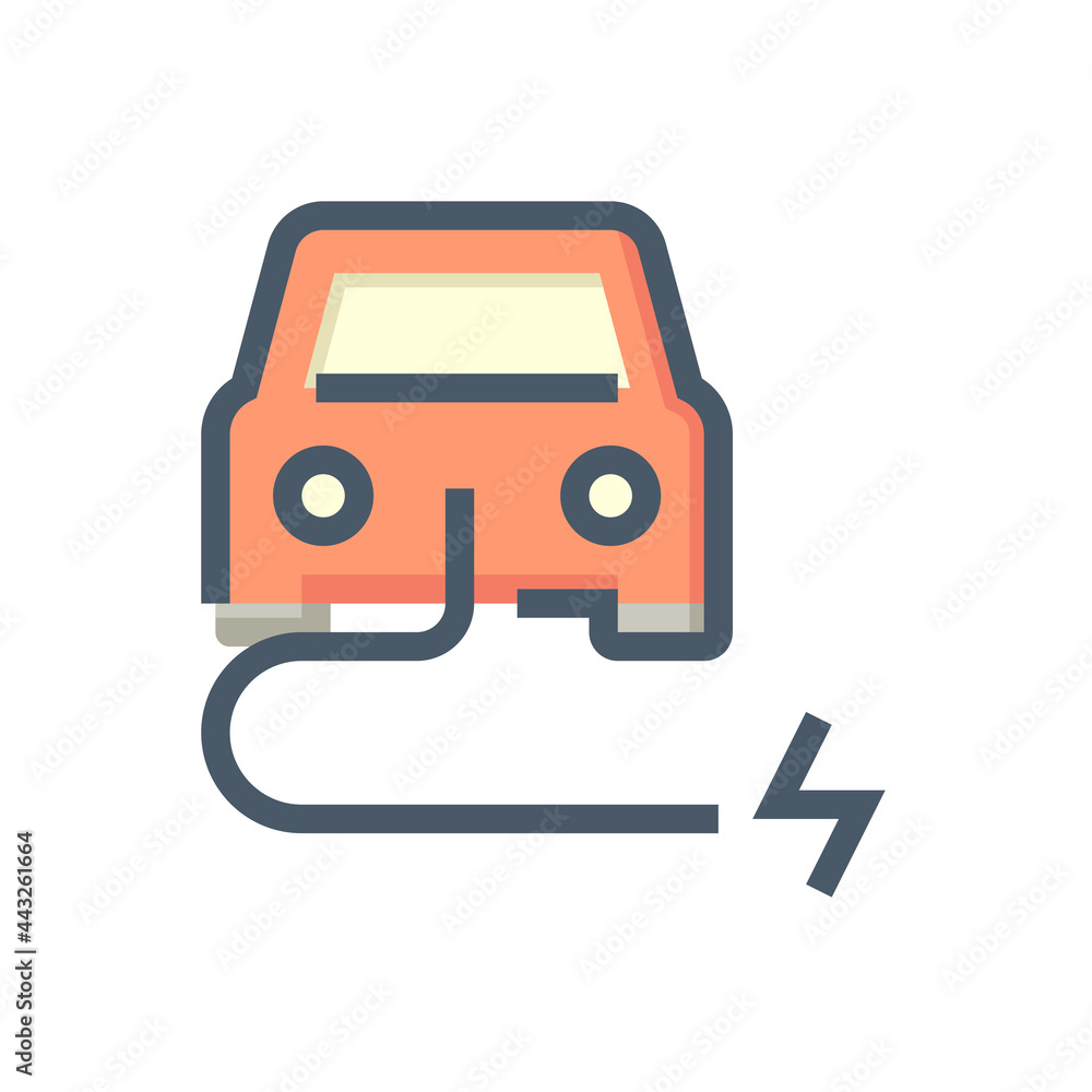 Electric vehicle (EV) vector icon. Consist of car, cable or wire and electrical sign. That for charge, recharge and supply green power energy to rechargeable battery for transportation. 48x48 pixel.
Electric vehicle (EV) vector icon. Consist of car, cable or wire and electrical sign. That for charge, recharge and supply green power energy to rechargeable battery for transportation. 48x48 pixel.