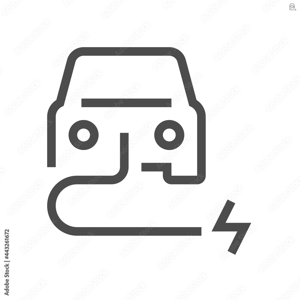 Electric vehicle (EV) vector icon. Consist of car, cable or wire and electrical sign. That for charge, recharge and supply green power energy to rechargeable battery for transportation. 48x48 pixel.
Electric vehicle (EV) vector icon. Consist of car, cable or wire and electrical sign. That for charge, recharge and supply green power energy to rechargeable battery for transportation. 48x48 pixel.