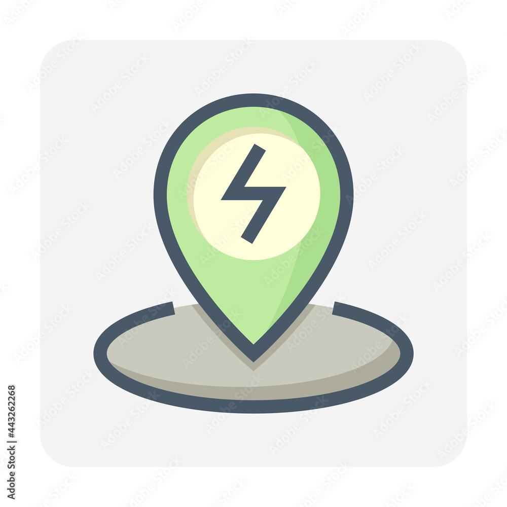 Charging station point for ev or hybrid car vector design. That icon, sign or symbol of pin and electric power. Pointer of public destination in map or app for recharge vehicle battery. 64x64 pixel.
Charging station point for ev or hybrid car vector design. That icon, sign or symbol of pin and electric power. Pointer of public destination in map or app for recharge vehicle battery. 64x64 pixel.
