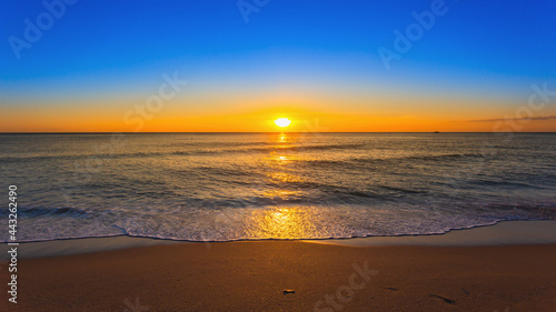 Amazing beach sunset Beautiful landscape of ocean summer time sunset nature background © photosky99