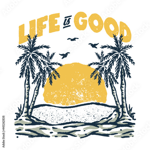 Sunset beach illustration