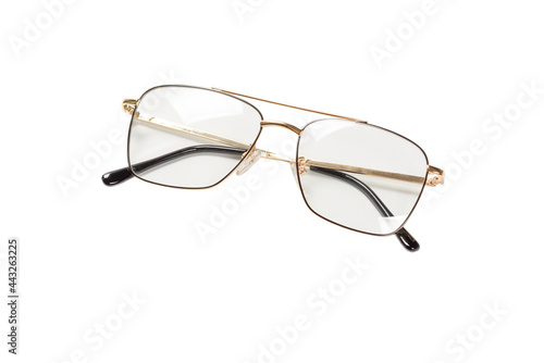 Transparent fashion glasses isolated.