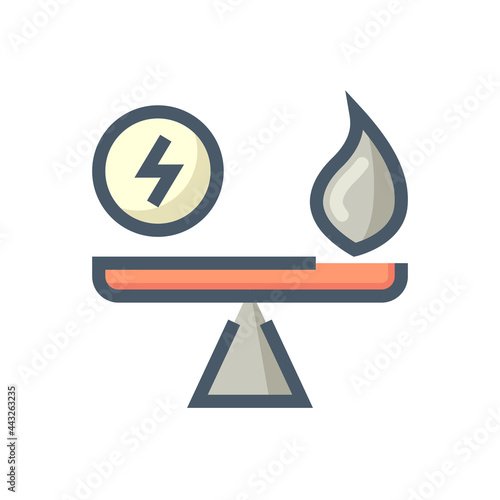 Electric vs gas power vector icon design. That choice of energy for car vehicle between engine and motor to comparison, calculator and find difference for savings, better cost and price. 48x48 pixel.
