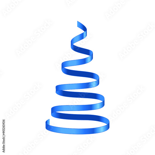 Christmas tree from blue ribbon isolated on a white background