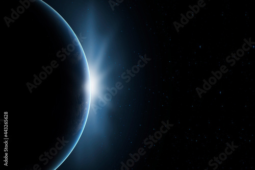 Fototapeta Naklejka Na Ścianę i Meble -  Outer space. The surface of the planet Earth in deep space. Night on the planet. View from orbit. Elements of this image provided by NASA