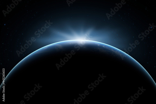 Fototapeta Naklejka Na Ścianę i Meble -  Outer space. The surface of the planet Earth in deep space. Night on the planet. View from orbit. Elements of this image provided by NASA