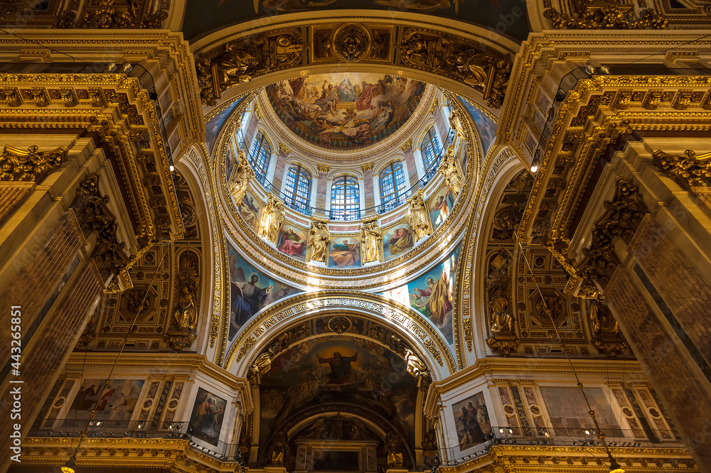The interior of St. Isaac's Cathedral in St. Petersburg. Russia
