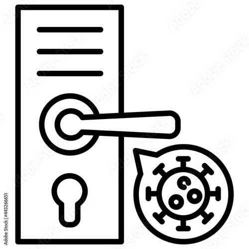 Covid with door knob, concept of infected door lock 