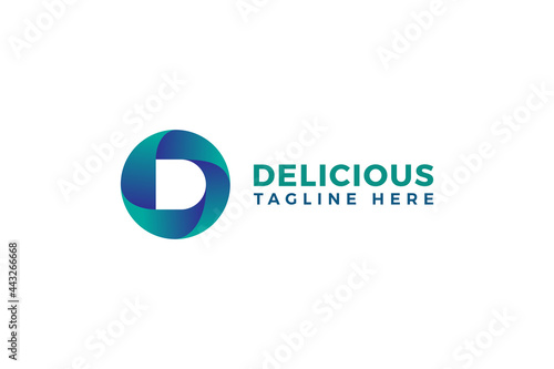 Letter D 3d blue color circular business logo