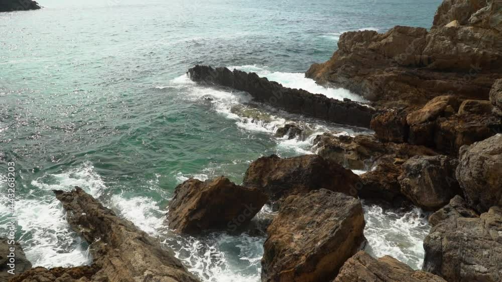 Slow motion of waves crashing against the rocks on the shore. Cantabria. Slow motion of waves crashing against the rocks on the shore. Cantabria.