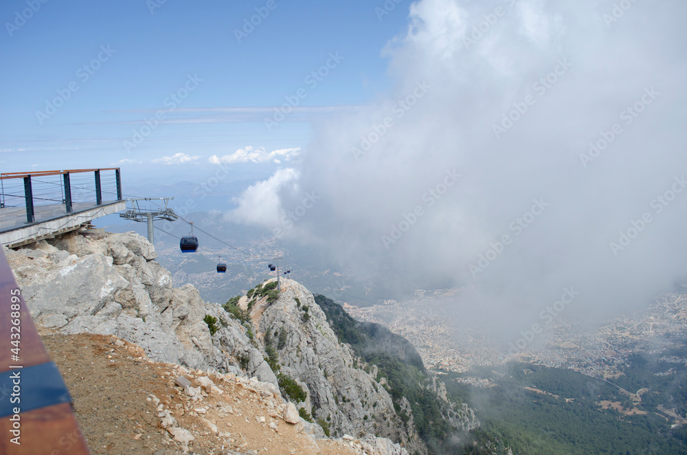Fototapeta premium Mount Babadag and the new funicular , Oludeniz beach, Turkey