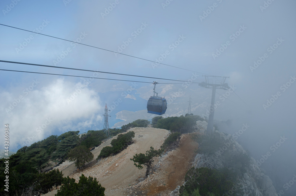 Mount Babadag and the new funicular , Oludeniz beach, Turkey Mount Babadag and the new funicular , Oludeniz beach, Turkey
