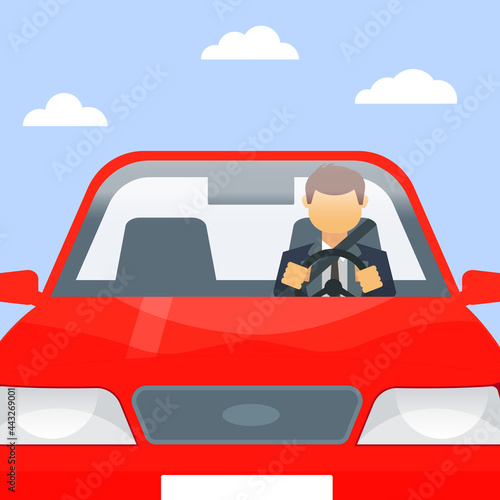 The driver of the red car is driving on the road