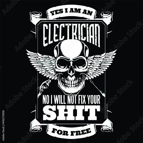 electronic skull elektric electrician art wo artscoop neck design vector illustration for use in design and print poster canvas photo