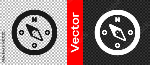 Black Compass icon isolated on transparent background. Windrose navigation symbol. Wind rose sign. Vector