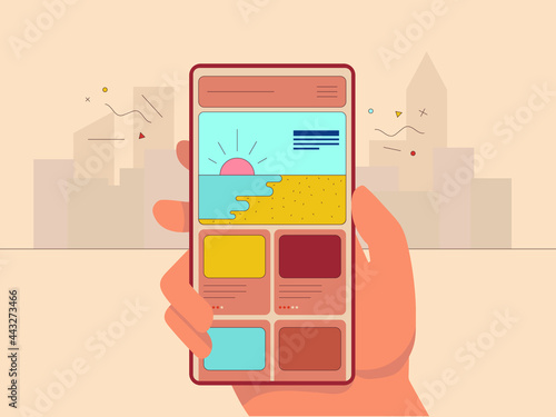 Abstract Scene of mobile holiday app 