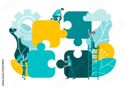 Puzzles Teamwork Goal Achievement Business Process Organization