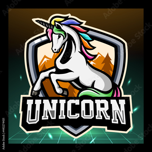 Unicorn mascot. esport logo design © REYYARTS