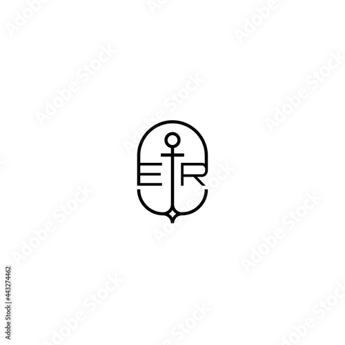 ER initial logo best for ocean theme company with anchor concept