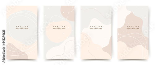 Vector pastel set of abstract minimal trendy background templates with  color shapes,graphic elements.Illustration for posters,invitation,social media stories and posts,cover, flyers,banners