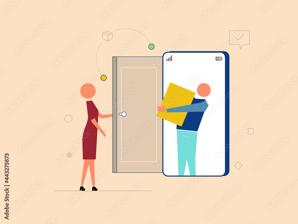 Scene of online services application, logistics, delivery, packages Scene of online services application, logistics, delivery, packages
