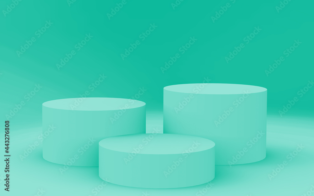 Abstract 3d green color cylinder podium minimal studio background. Abstract 3d green color cylinder podium minimal studio background.