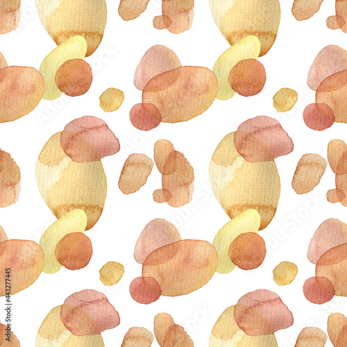 Modern abstract seamless pattern with flowing watercolor lines in yellow-brown colors.Stylish simple abstract hand-drawn background.
