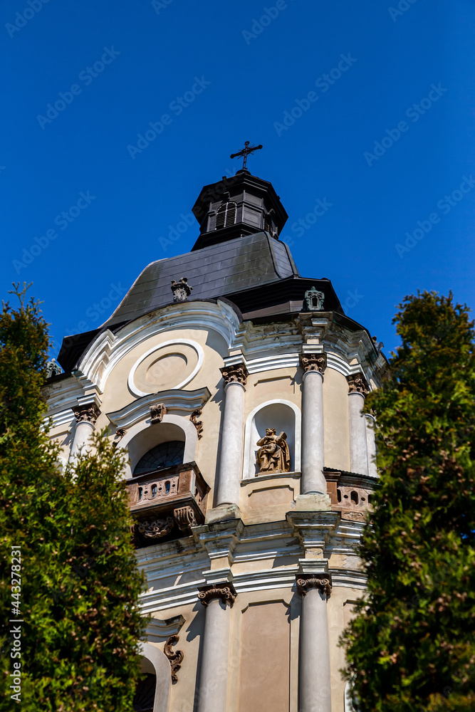 Beautiful Catholic church in the village of Mykulyntsi, Ternopil region. Ukraine.