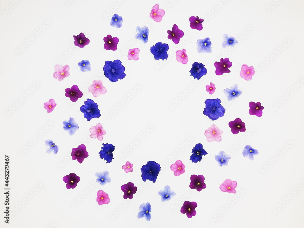 Floral frame from blue pink purple violets Floral frame from blue pink purple violets