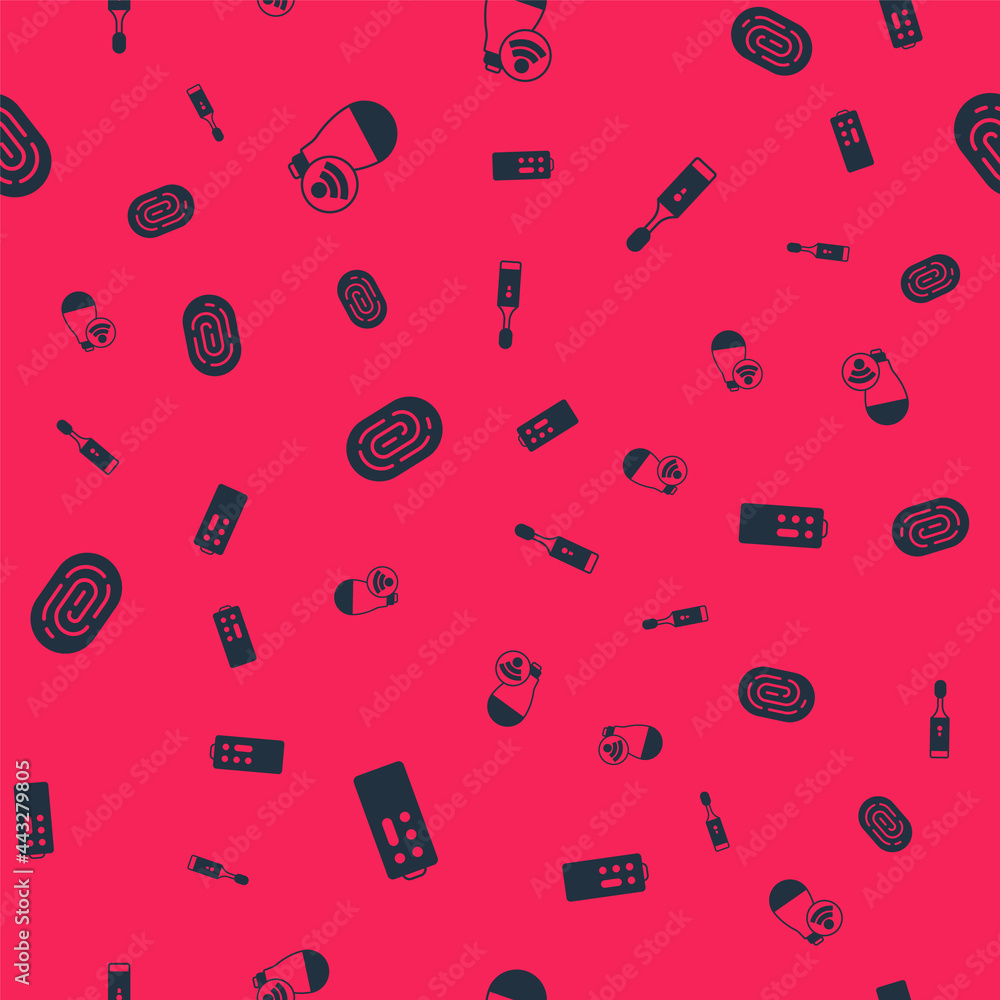 Set Remote control, Smart light bulb, Fingerprint and Electric toothbrush on seamless pattern. Vector Set Remote control, Smart light bulb, Fingerprint and Electric toothbrush on seamless pattern. Vector