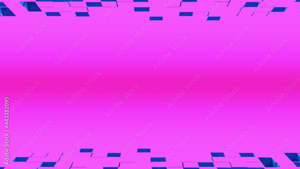 Blue cubic particles form a pink angle that closes the black screen ...