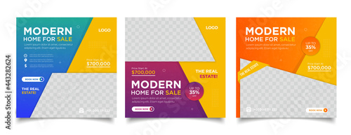 Real Estate Social Media Post Template. Elegant of Real Estate or Home Sale Social Media Promotion	
