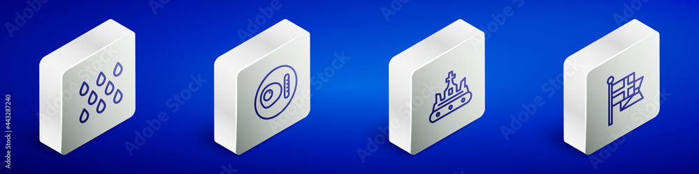 Set Isometric line Water drop, British breakfast, crown and England flag on flagpole icon. Vector Set Isometric line Water drop, British breakfast, crown and England flag on flagpole icon. Vector