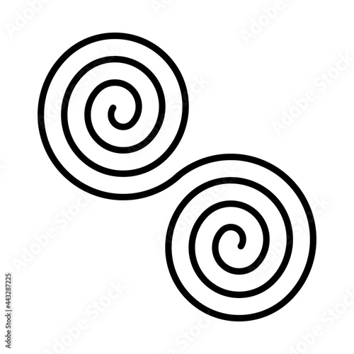 Black double spirals. Simple abstract ornamental. Vector illustration.