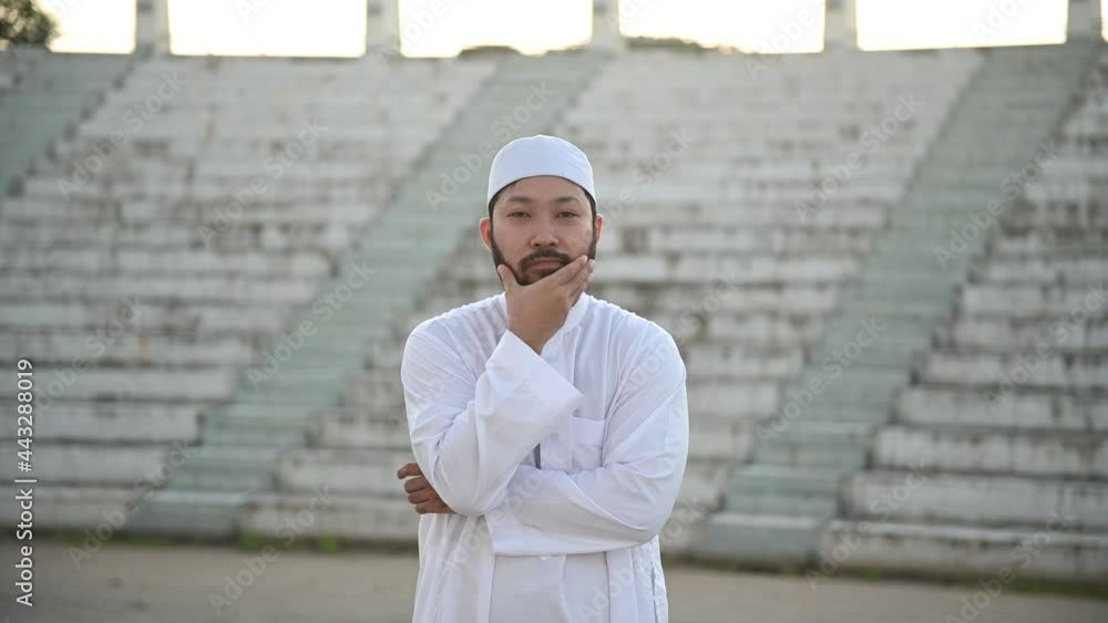 Asian white islam man prayer,Young Muslim praying,Ramadan festival concept Asian white islam man prayer,Young Muslim praying,Ramadan festival concept