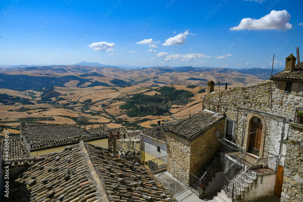 Obraz premium Panoramic view of Sant'Agata di Puglia, a medieval village in southern Italy.