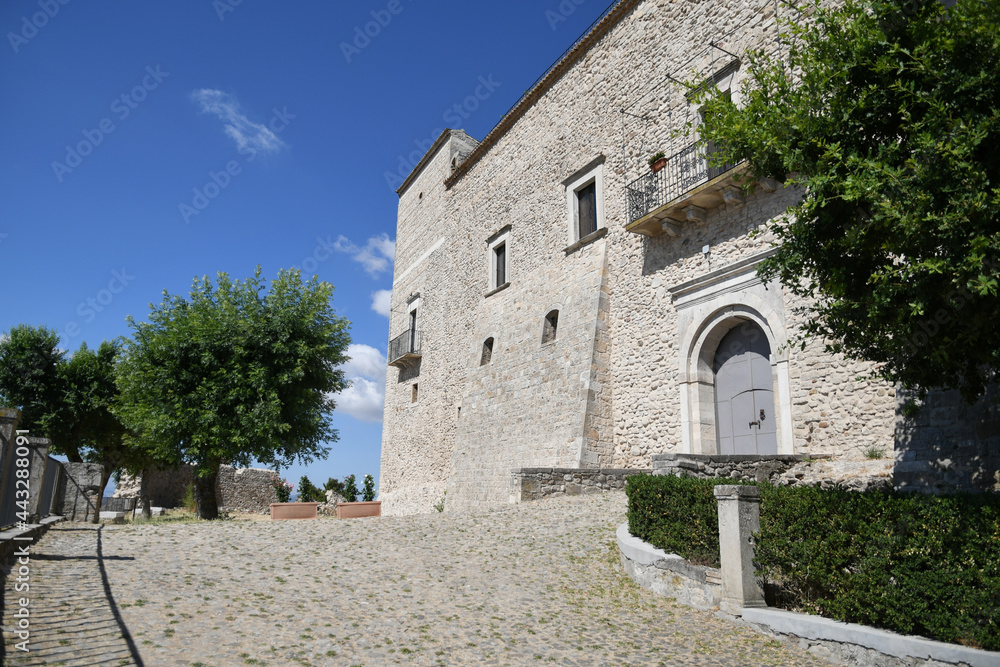 The walls of a castle in Sant'Agata di Puglia, a medieval village in southern Italy.