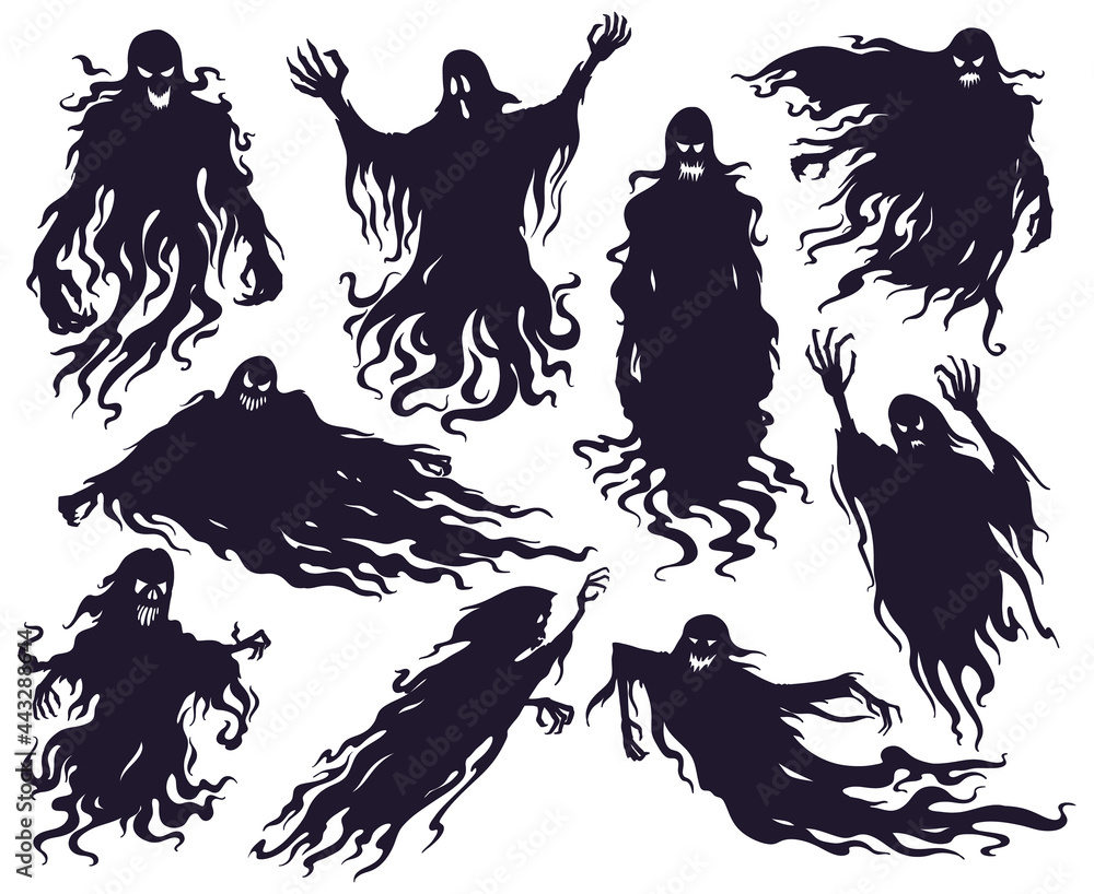 Halloween Evil Spirit Silhouette Scary Nightmare Ghost Characters 
