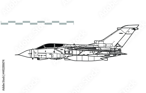 Panavia Tornado GR4. Vector drawing of multirole combat aircraft. Side view. Image for illustration and infographics. photo