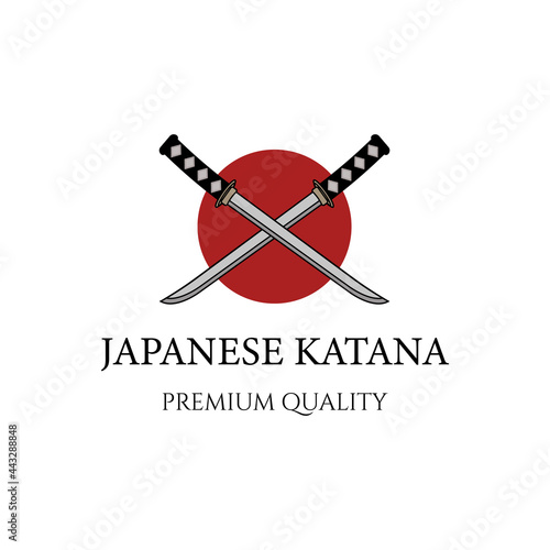 Weapon katana vintage icon minimalist vector logo illustration design