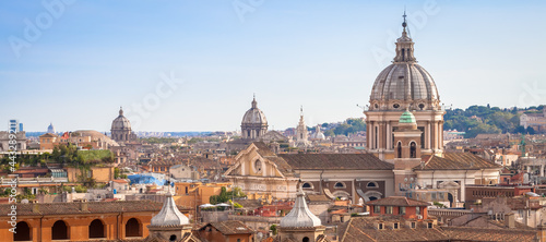 Photography Rome cityscape with blue sky and clouds, Italy