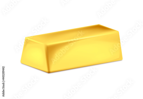 Gold bar isolated on white background. Vector illustration.
